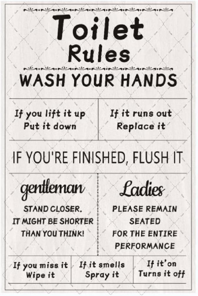 Home Bathroom Rules - Panneau en métal Cusde « Règles