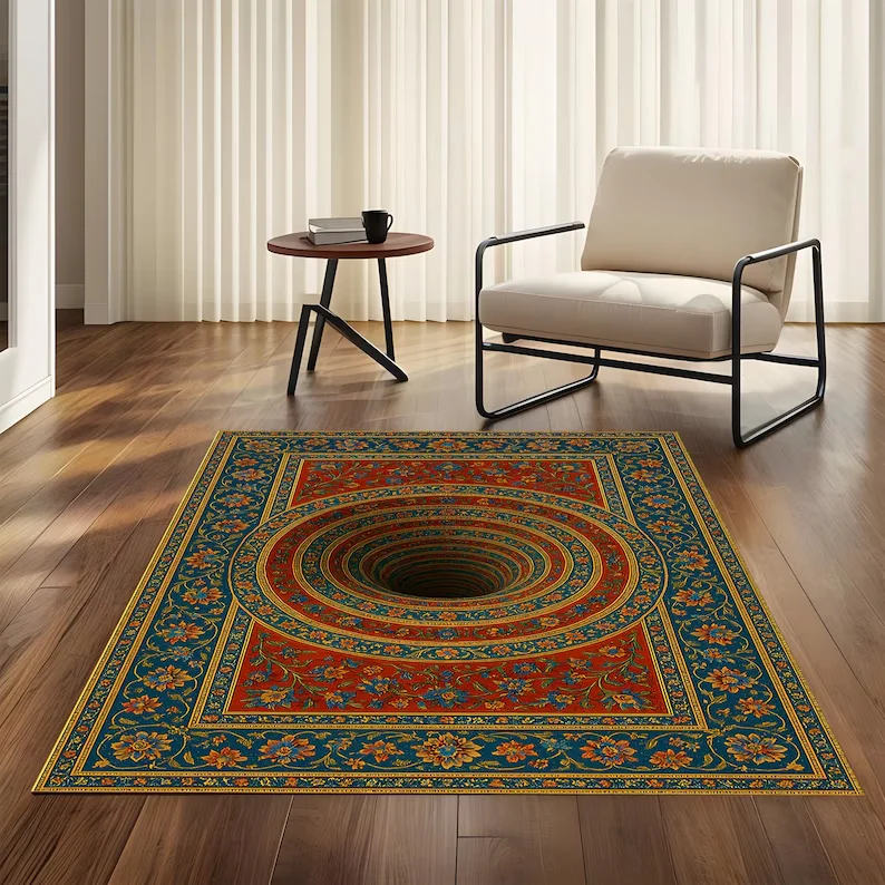 Home Bathroom Design Ideas - Tapis d'illusion 3D avec motif Vortex,