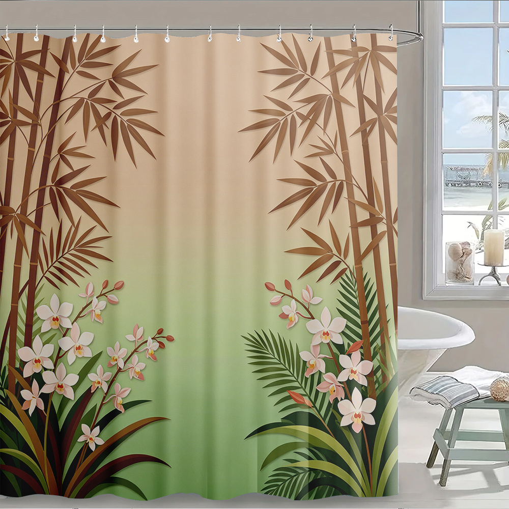 Home Bathroom Design Ideas - Rideau de douche tropical imperméable à