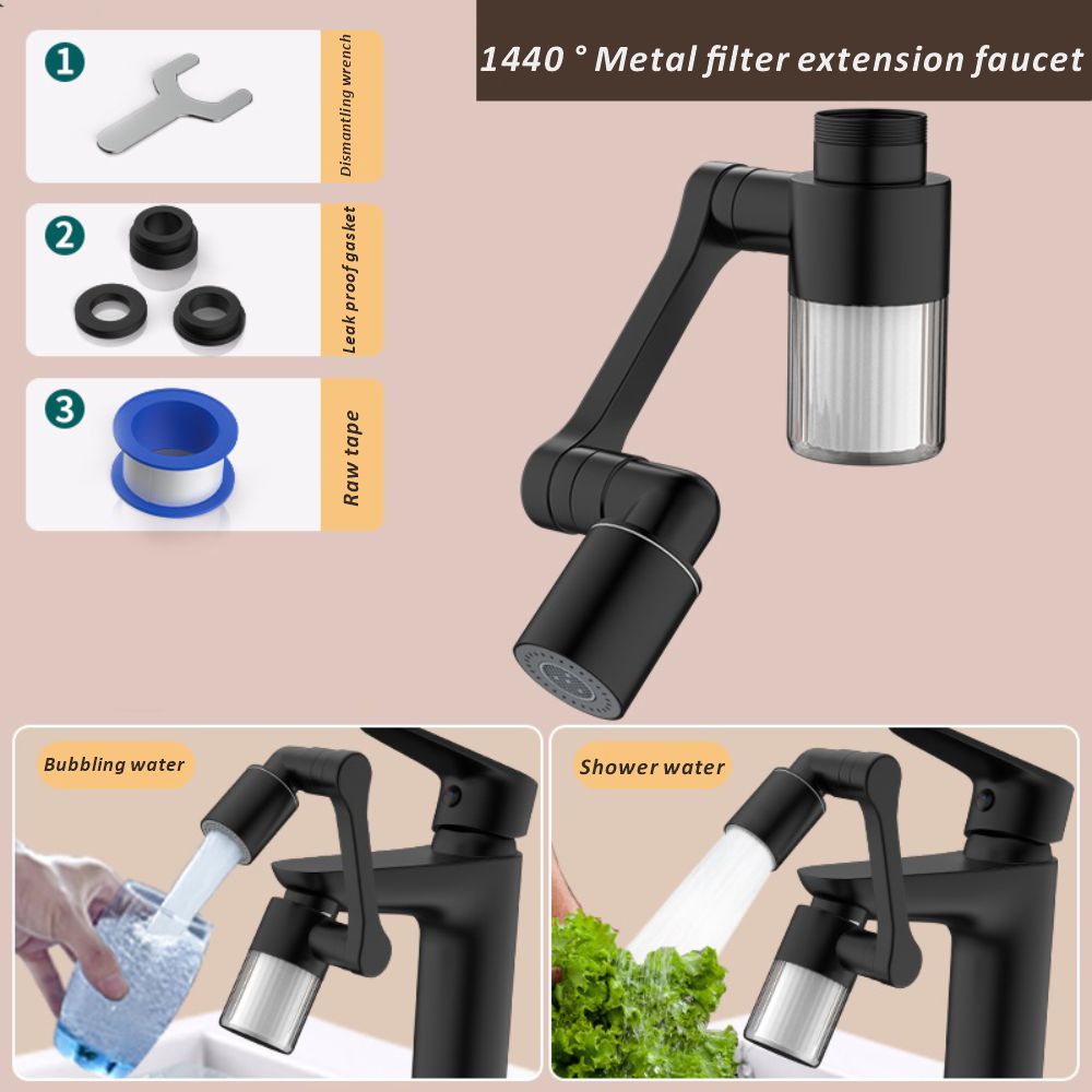 Home Bathroom Taps - Nouveau Noir 1440 ° Robinet de