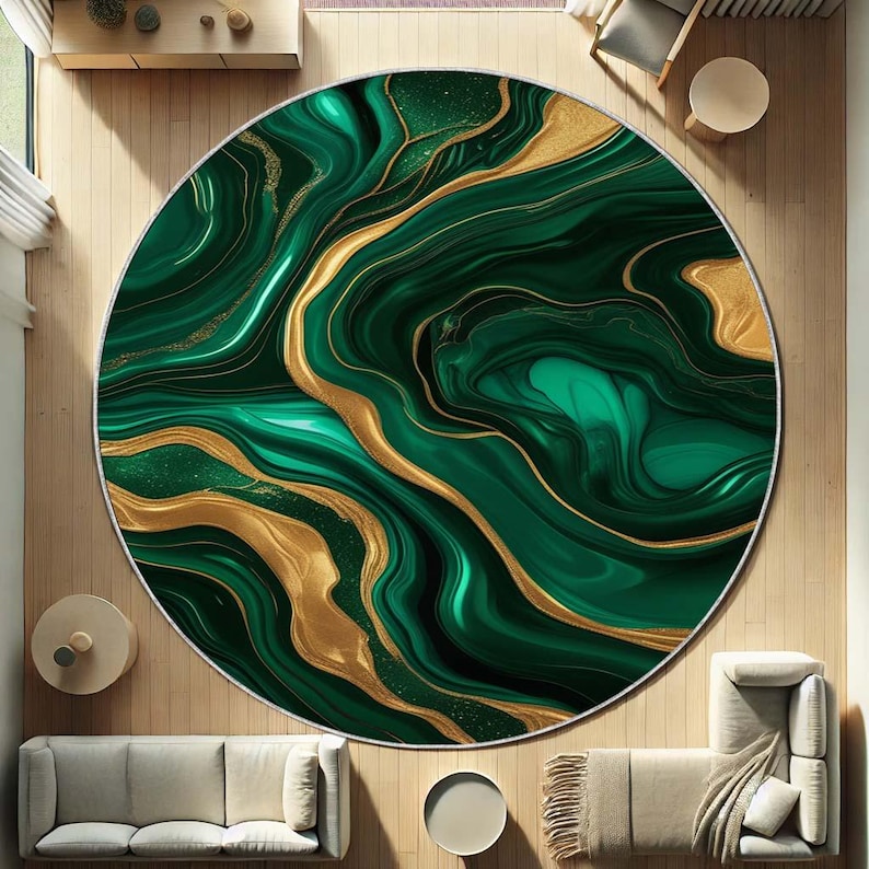 Home Bathroom Design Ideas - Tapis rond en mousse émeraude, tapis