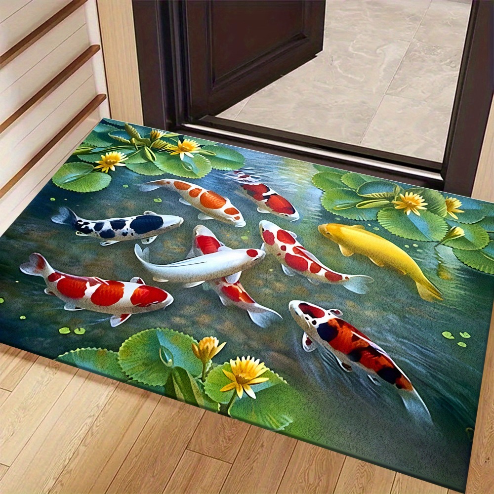 Home Bathroom Design Ideas - Tapis de sol vibrant motif poissons