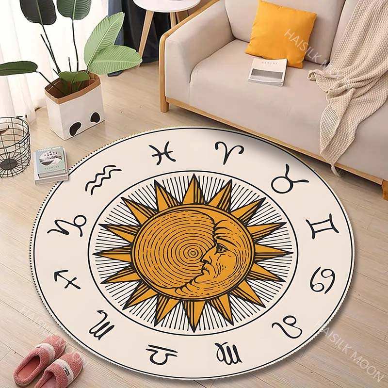 Home Bathroom Images - Tapis rond imprimé avec signes du