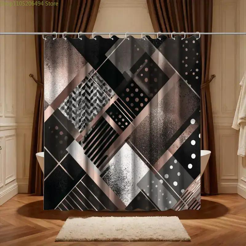 Home Bathroom Design Ideas - Rideau de douche géométrique abstrait moderne,