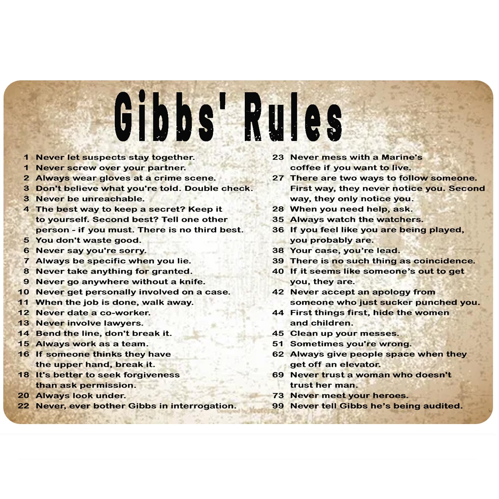 Home Bathroom Rules - Panneau en métal Gibbs Rules, affiche