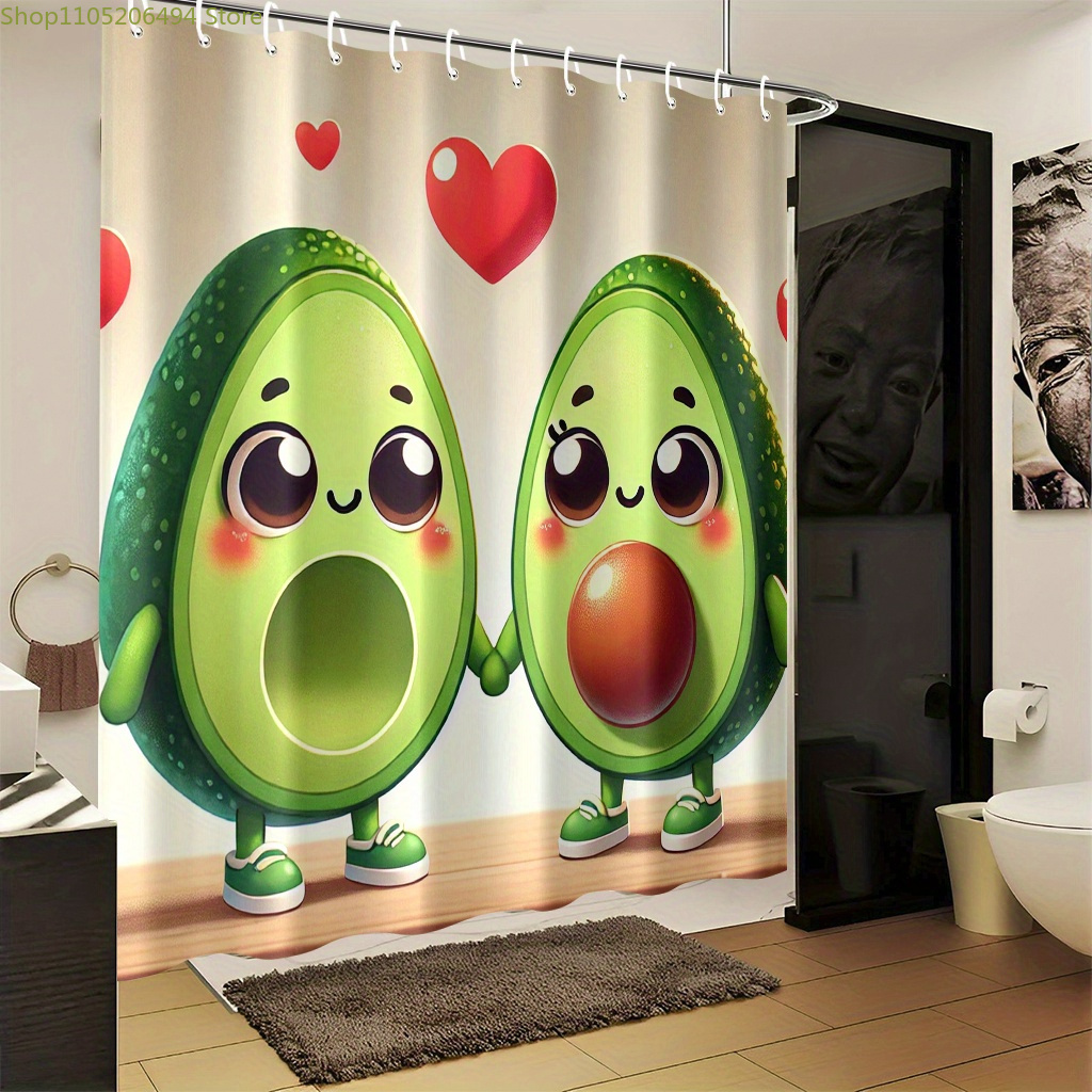 Home Bathroom Design Ideas - Rideau de Douche Mignon Motif Avocat