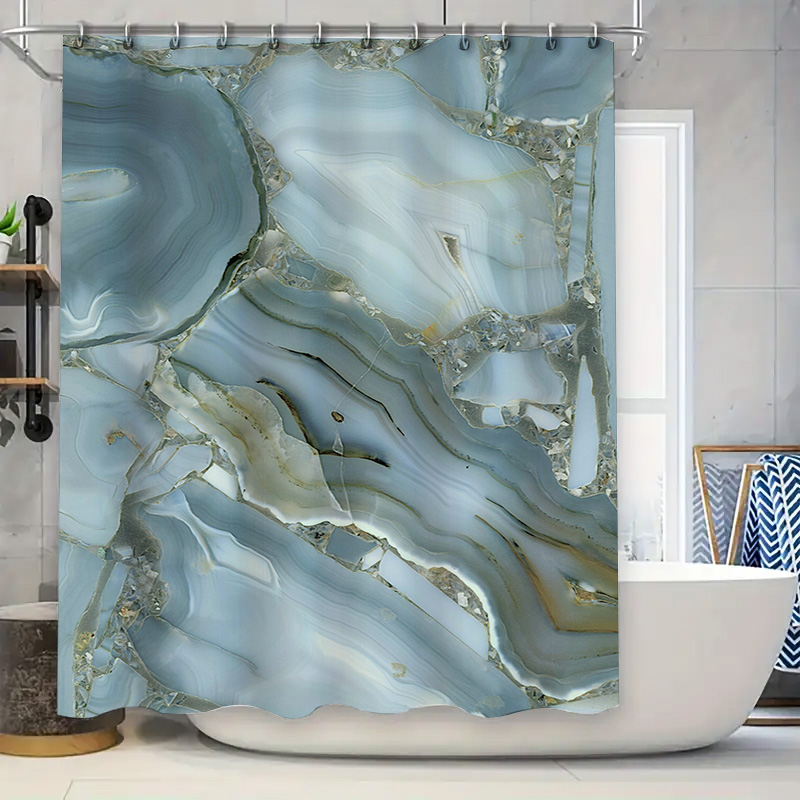 Home Bathroom Images - Rideau de douche en marbre bleu,