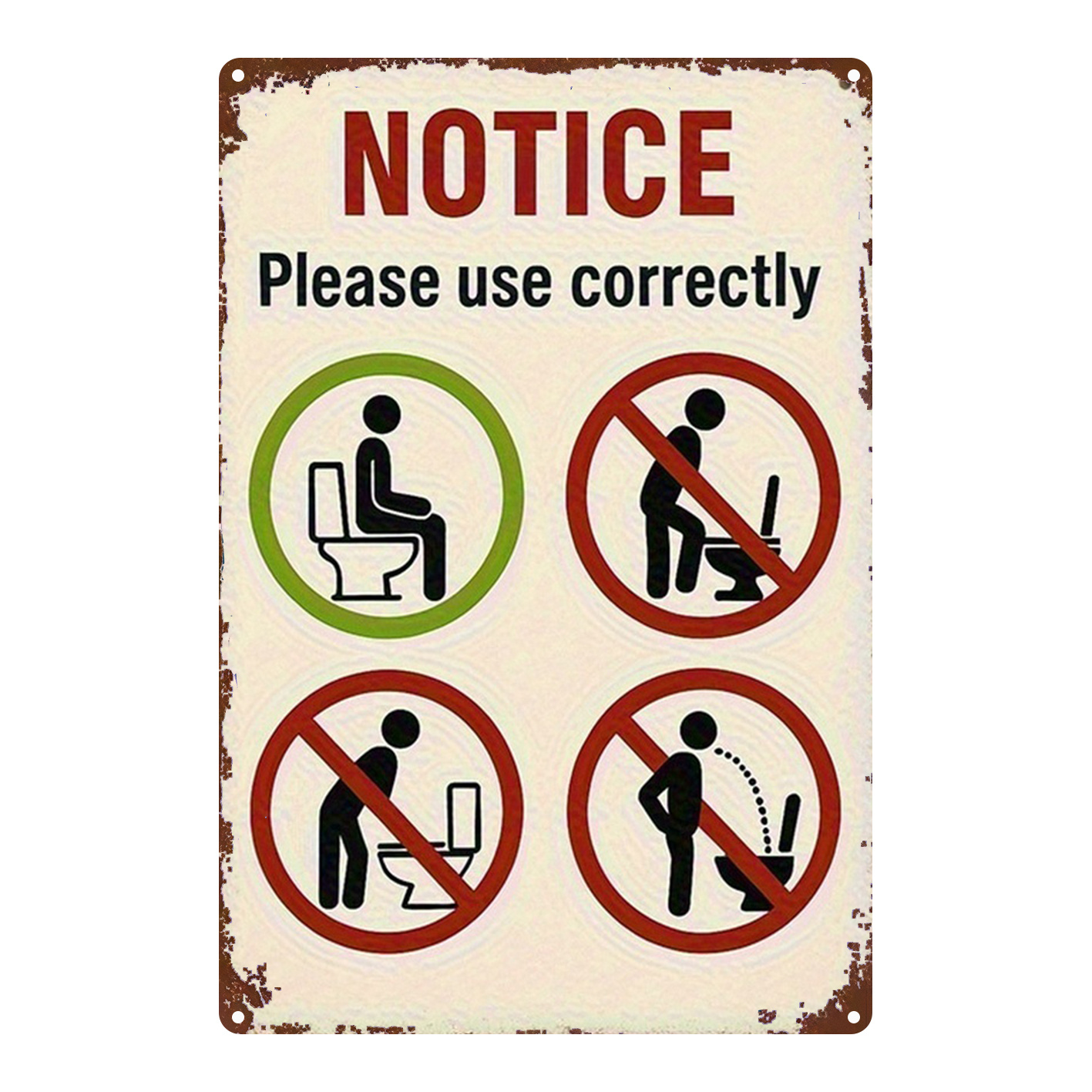 Home Bathroom Rules - Plaque murale décorative vintage en aluminium