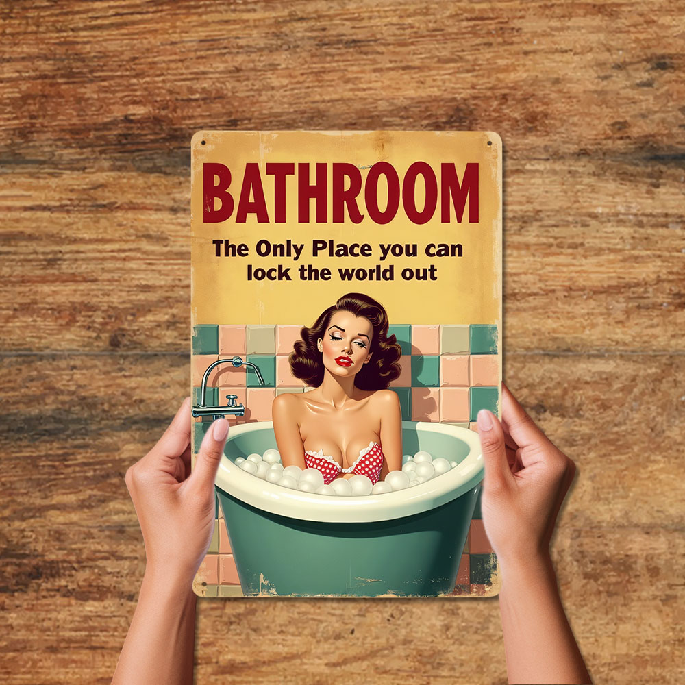 Panneau métallique Vintage ave - Home Bathroom Rules avis et prix