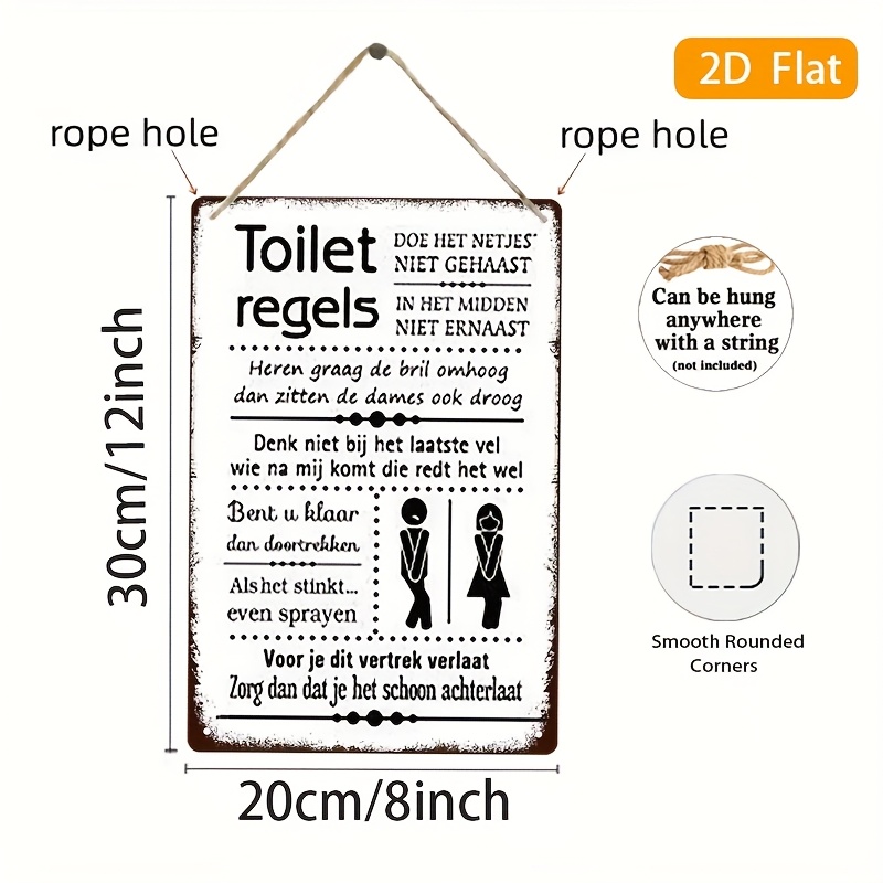 Panneau en fer vintage avec rè - Home Bathroom Rules avis et prix
