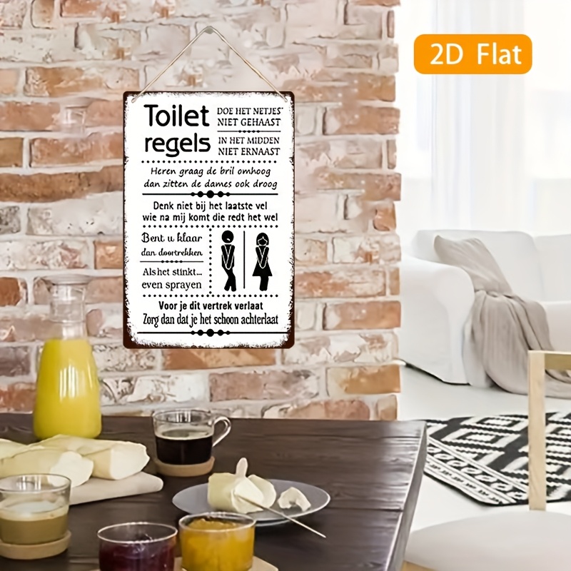 Panneau en fer vintage avec rè - Home Bathroom Rules avis et prix