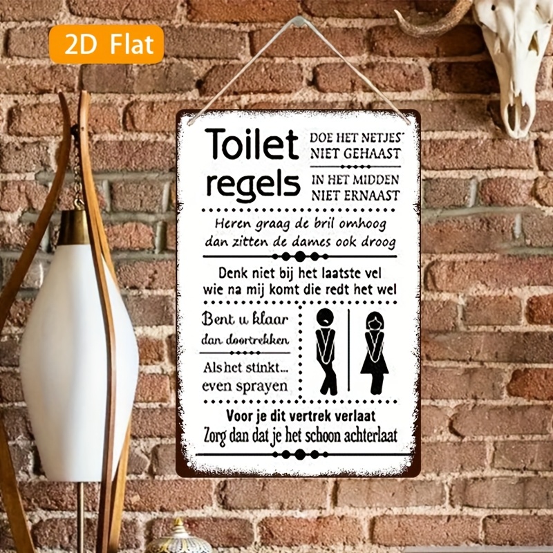 Panneau en fer vintage avec rè - Home Bathroom Rules avis et prix