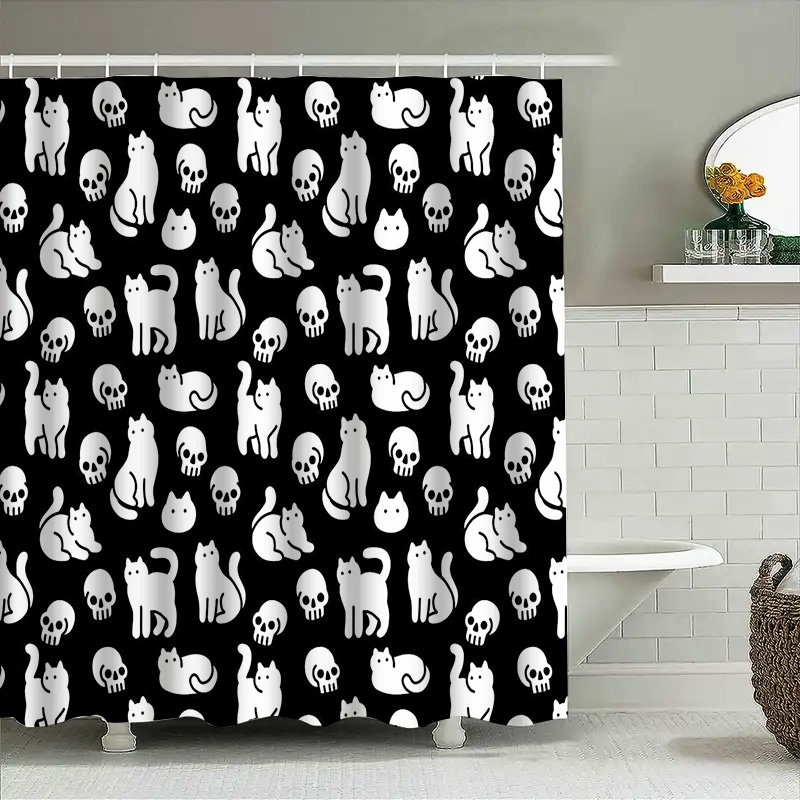 Rideau de douche chat motif ch - Home Bathroom Design Ideas avis et prix