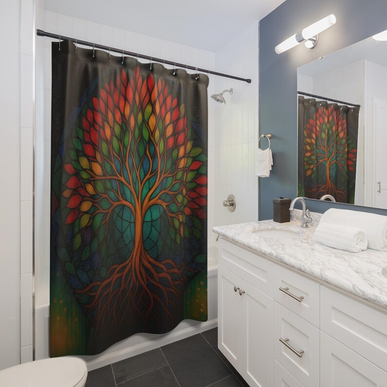 Rideau de douche bohème arbre  - Home Bathroom Design Ideas avis et prix