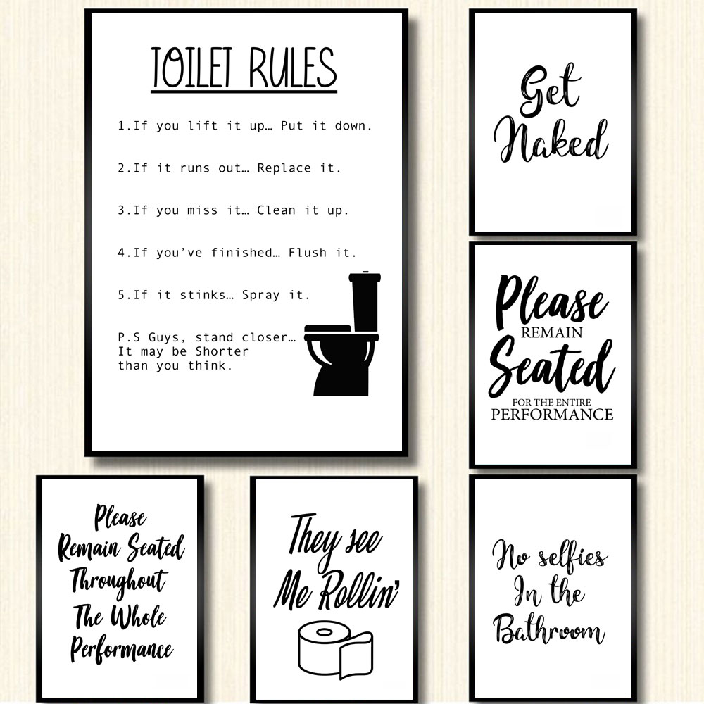 Toile d'art mural avec règles  - Home Bathroom Rules avis et prix