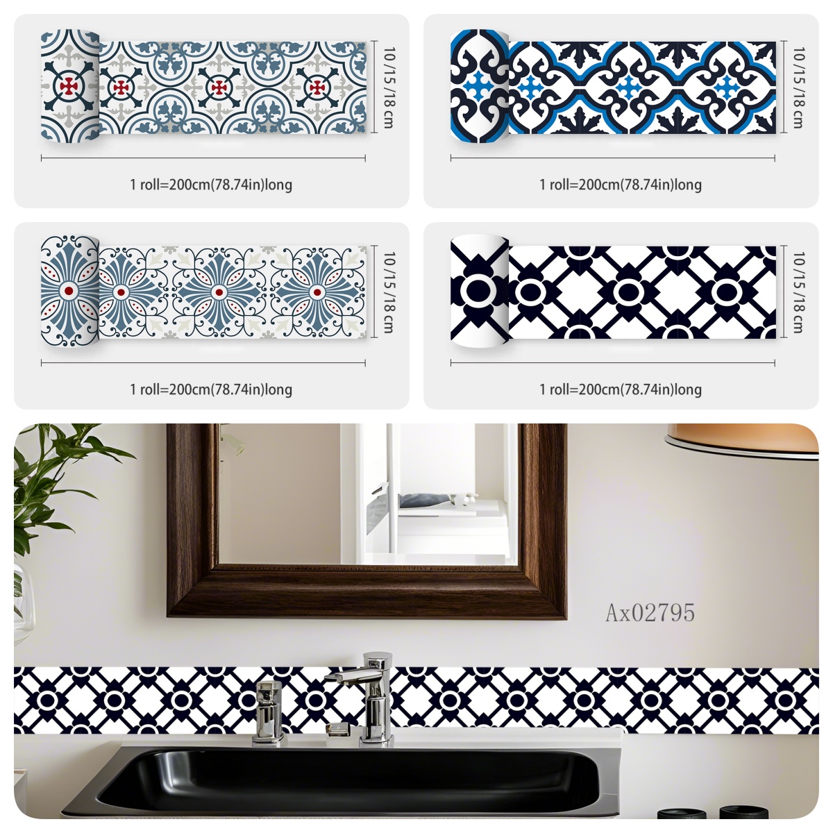 Autocollant de bordure de carr - Home Bathroom Tiles Design avis et prix