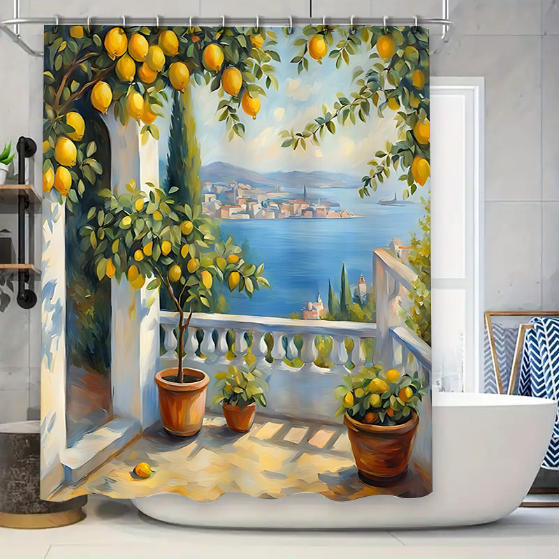 Rideau de douche Jardin Citron - Home Bathroom Design Ideas avis et prix