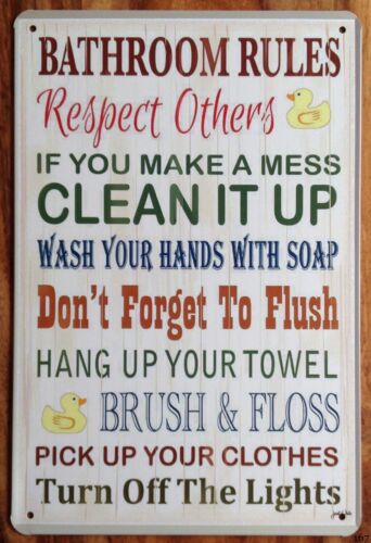 Plaque en métal vintage rétro  - Home Bathroom Rules avis et prix