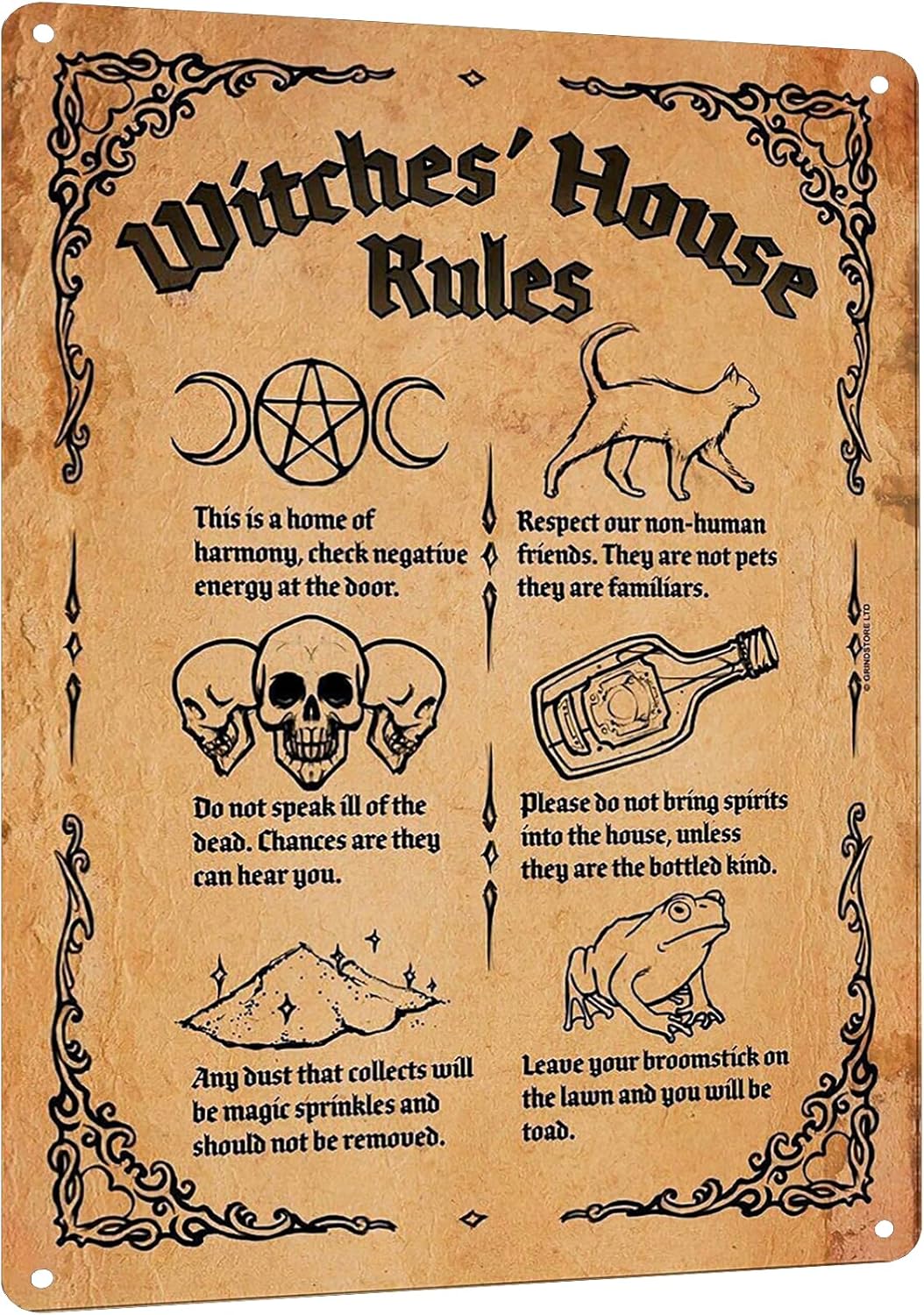 Y1, Witch;s House Rules Metal  - Home Bathroom Rules avis et prix