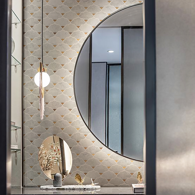 Mur en mosaïque de marbre à je - Home Bathroom Tiles Design avis et prix