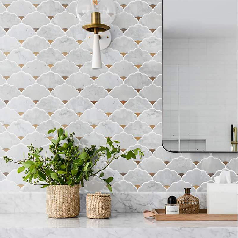 Mur en mosaïque de marbre à je - Home Bathroom Tiles Design avis et prix