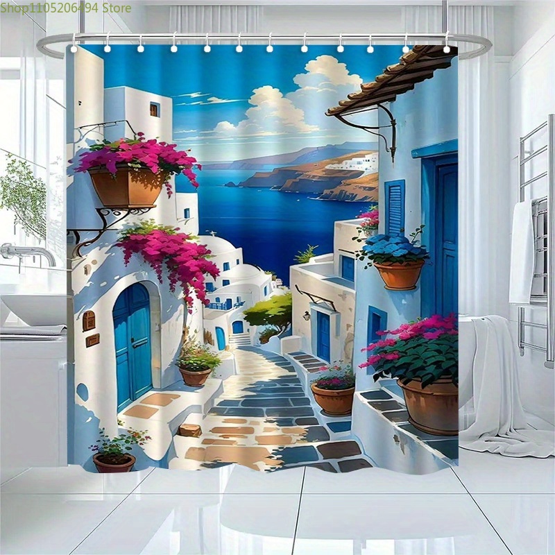 Rideau de douche Santorin, île - Home Bathroom Design Ideas avis et prix