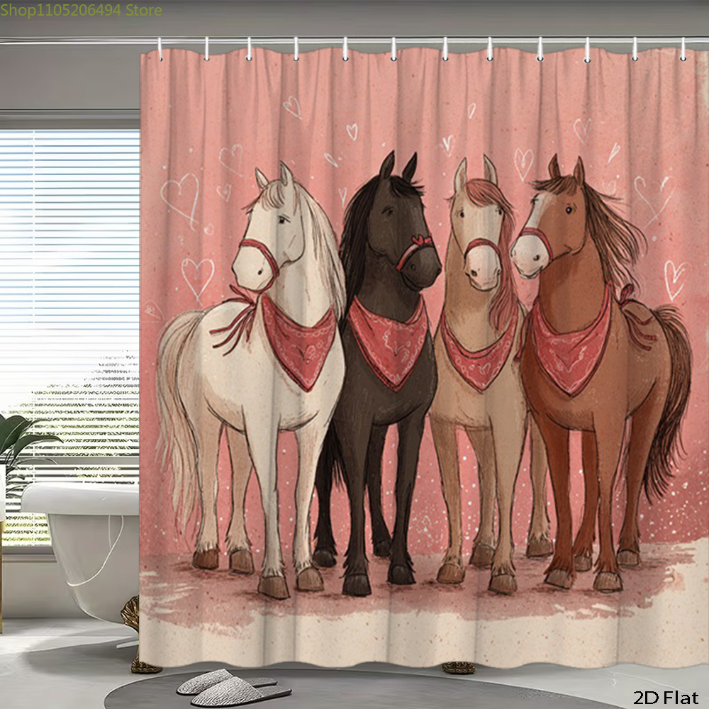 Rideau de douche avec chevaux  - Home Bathroom Design Ideas avis et prix