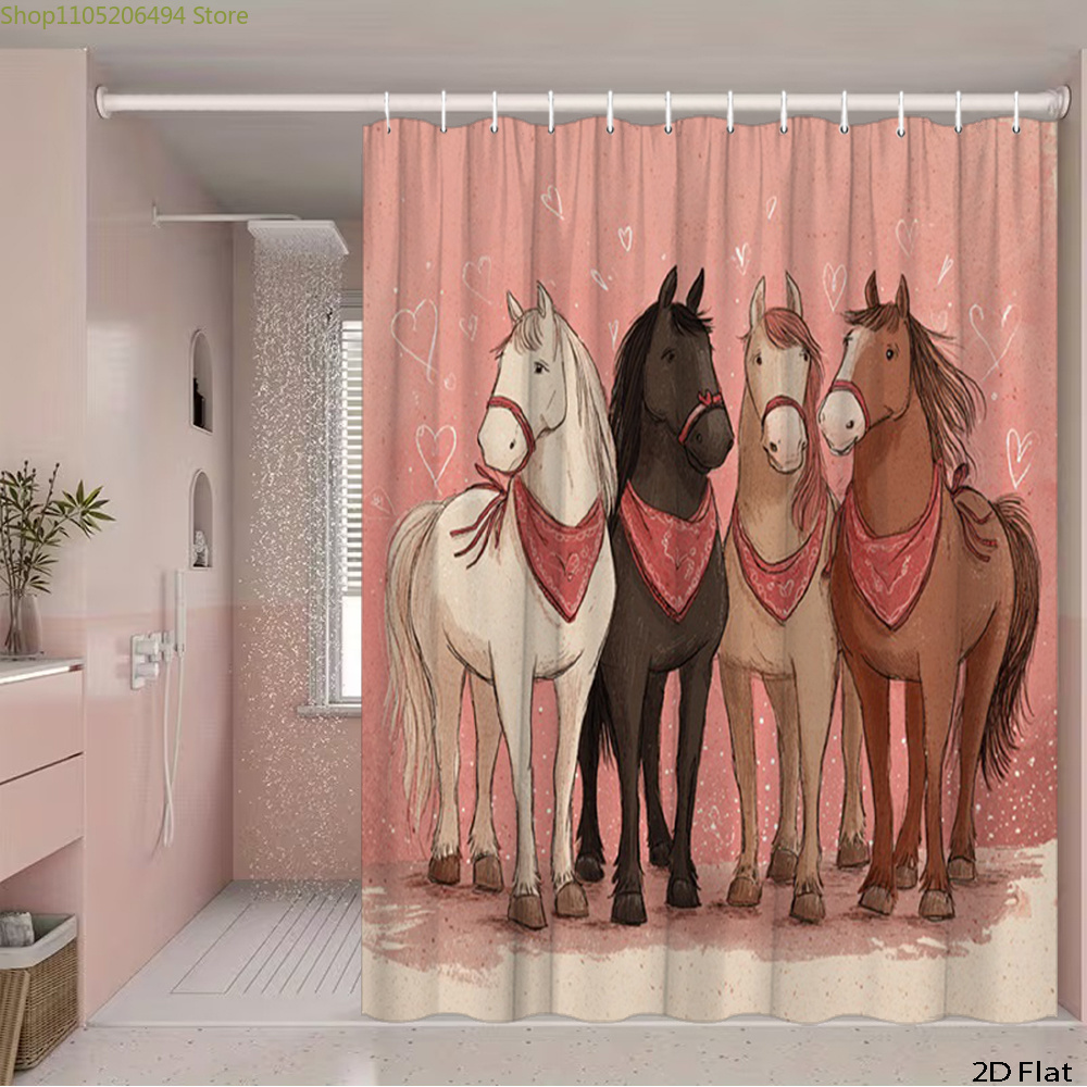 Rideau de douche avec chevaux  - Home Bathroom Design Ideas avis et prix